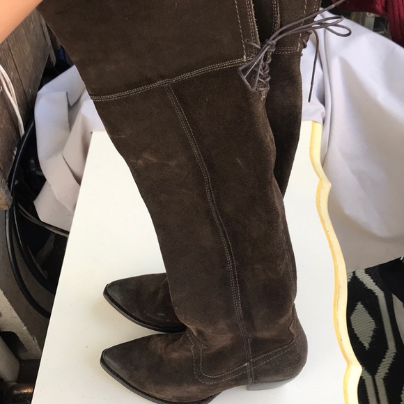 frye thigh high suede boots